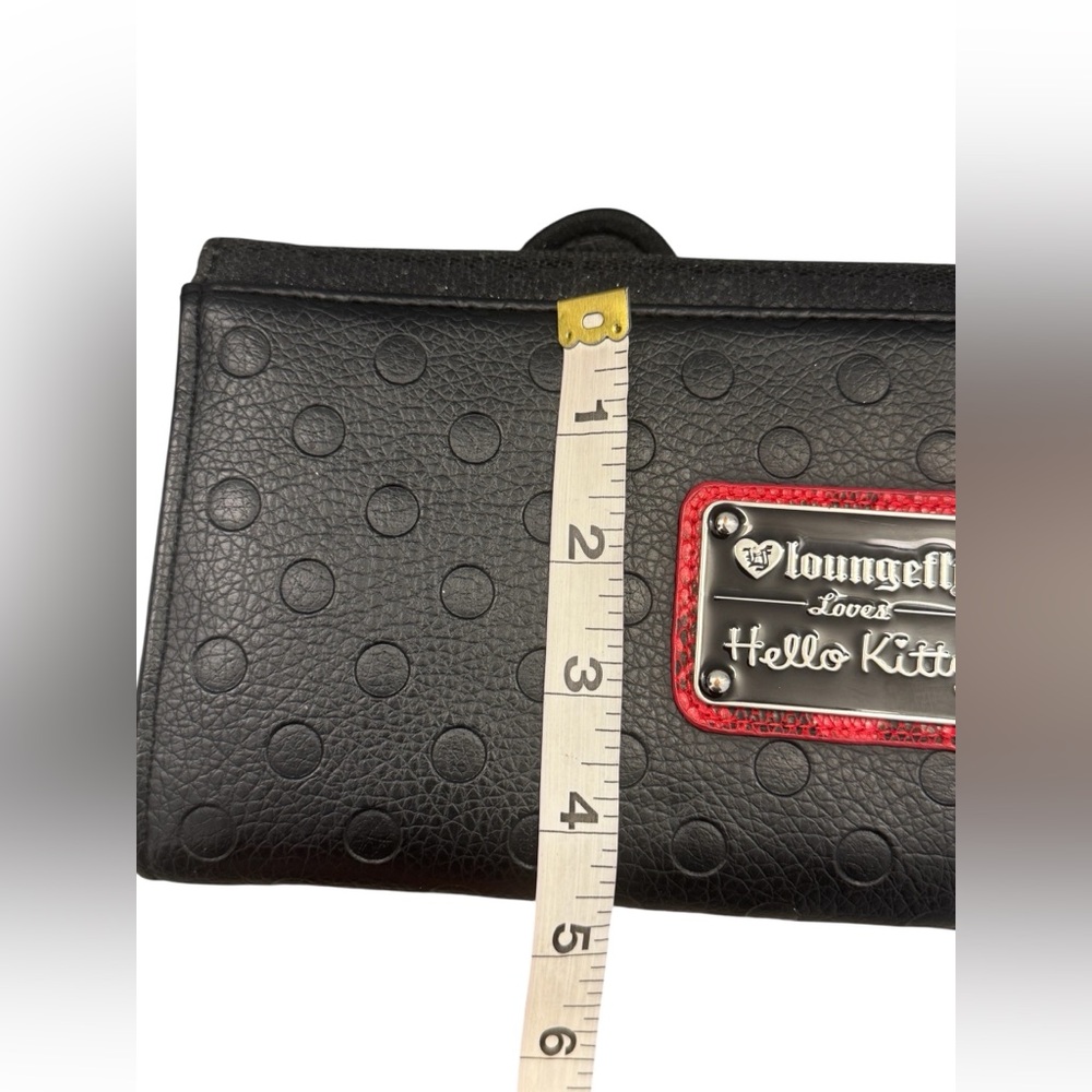 Loungefly Hello Kitty Black Sparkle Envelope Clutch Wristlet with Red Bow - Picture 14 of 15